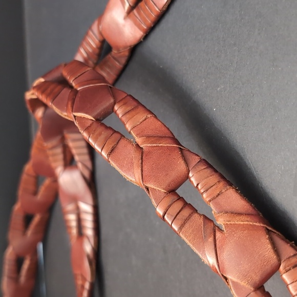 CALE Men's Full Grain Boho/Western Brown Woven Leather Belt,42. - Picture 5 of 10